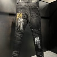 AMIRI【マイク・アミリ】芸能人激安新作ペイント スキニージーンズ ブラック デニム ジーンズ