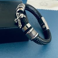 クロムハーツ コピー Chrome hearts レザーロープ クロス ブレスレット バングル