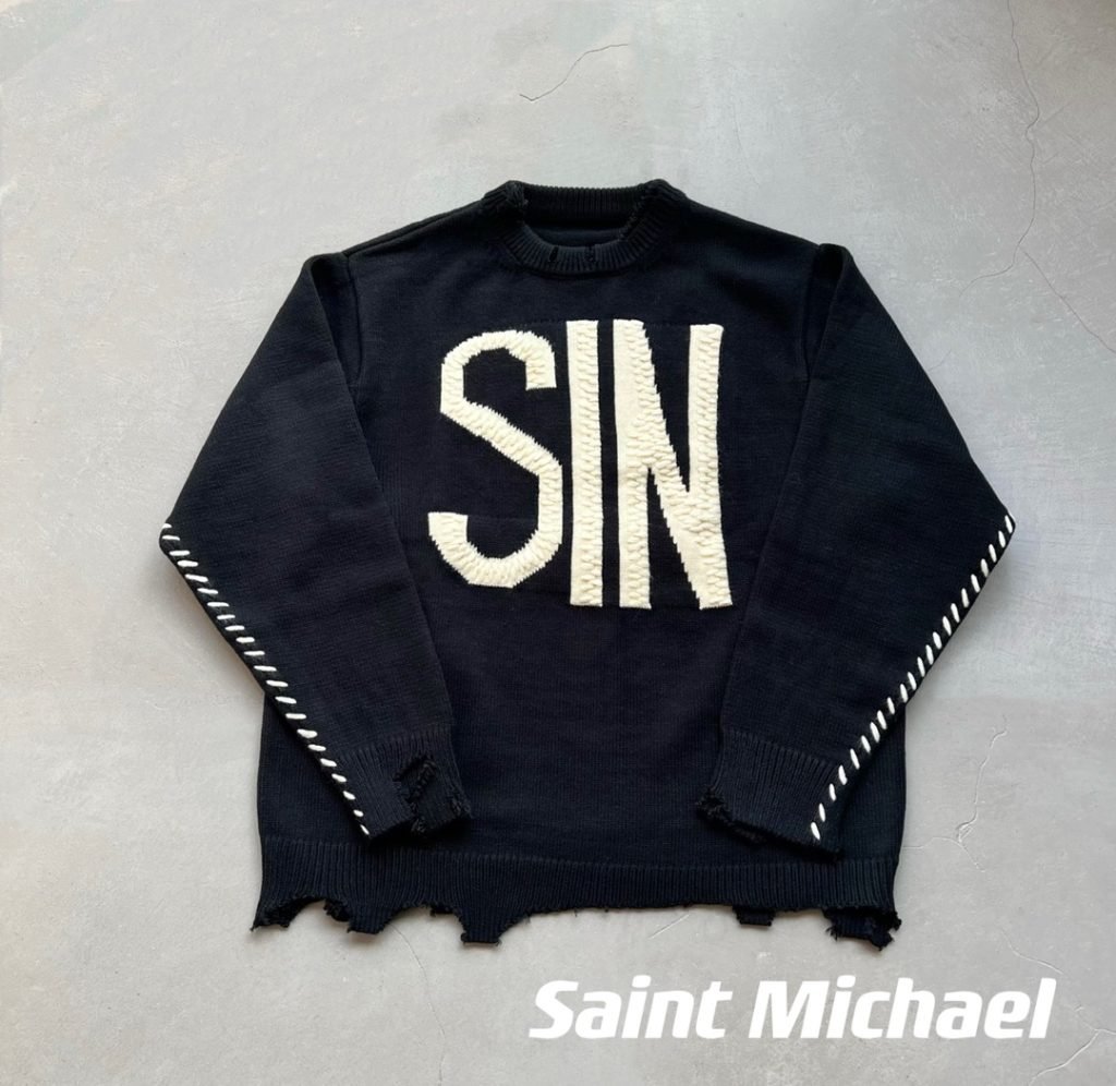 SAINT MICHAEL（セントマイケル）芸能人 激安通販 WOOL SWTER SIN/BLACK セーター