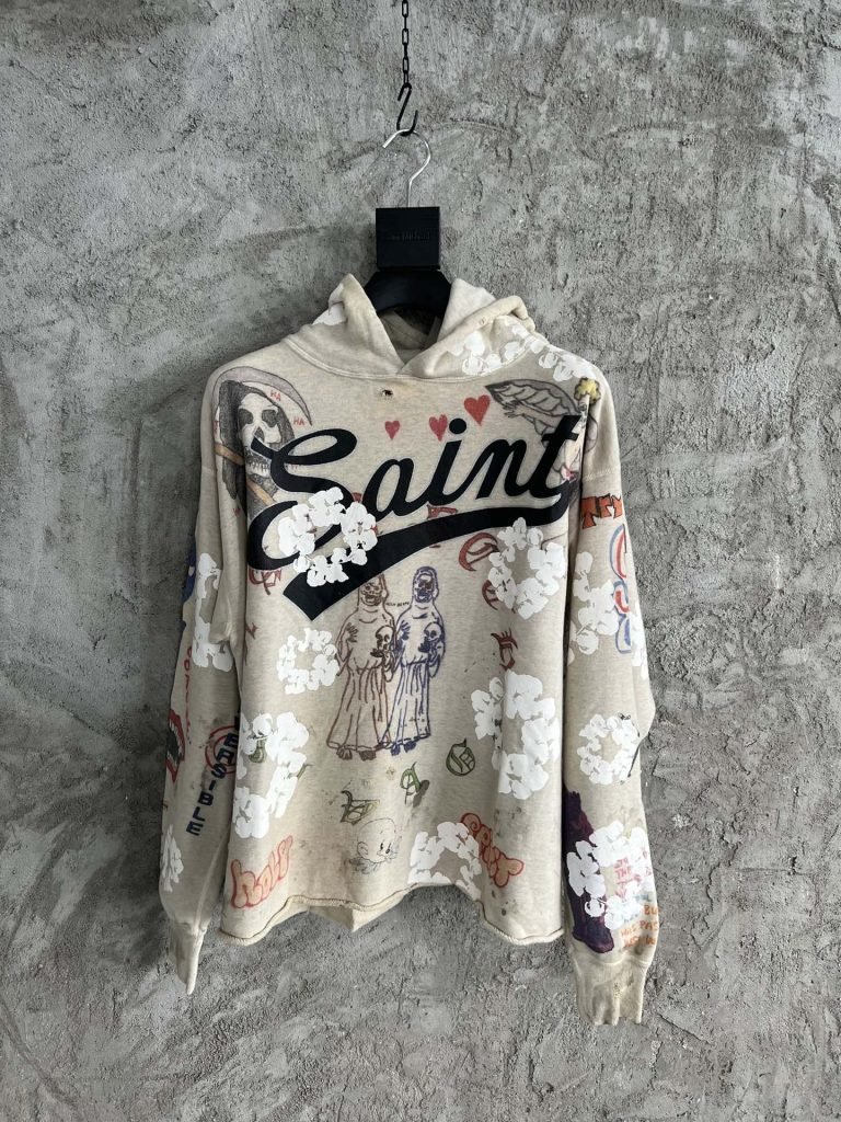 SAINT MICHAEL（セントマイケル）芸能人 激安通販 HOODIE GREENAFFITTI パーカー フーディー / グラフィティー (グレー)