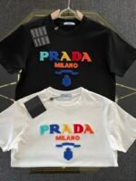 PRADA (プラ ダ)2024春夏新作100%コットン刺繍半袖Tシャツコピー