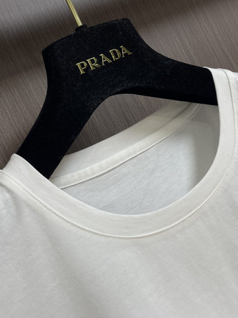 PRADA(プラダ )プリントロゴ男女兼用ラウンドネック半袖スーパーコピー
