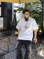 BALENCIAGA(バレンシアガ)音楽祭プリントカップルモデル半袖Tシャツスーパーコピー