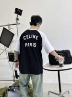 CELINE(セリーヌ)人気 偽物アルファベットプリントラウンドネック半袖 Tシャツ激安通販