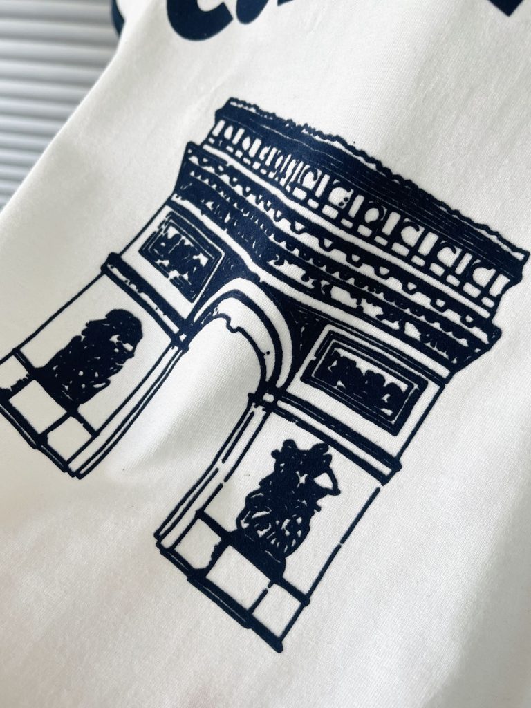 CELINE(セリーヌ)2024春夏新作コントラストカラーの万能半袖Tシャツコピー|スーパーコピーn級優良店 5 CELINE(セリーヌ)2024春夏新作コントラストカラーの万能半袖Tシャツコピー
