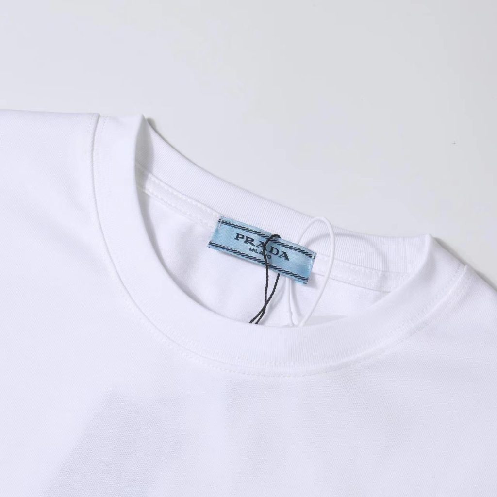 PRADA(プラダ)2024新作アルファベットプリント100%コットンラウンドネック半袖コピー