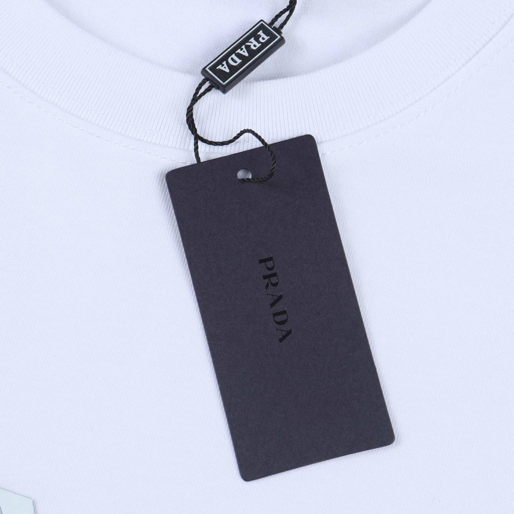 PRADA(プラダ)2024新作アルファベットプリント100%コットンラウンドネック半袖コピー