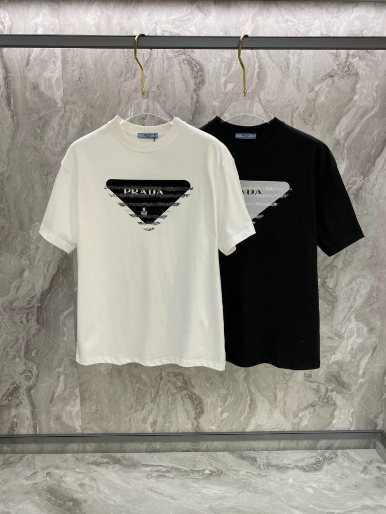 PRADA(プラダ)2024春夏ハイストリートスタイルファッション ラウンドネック半袖Tシャツスーパーコピー