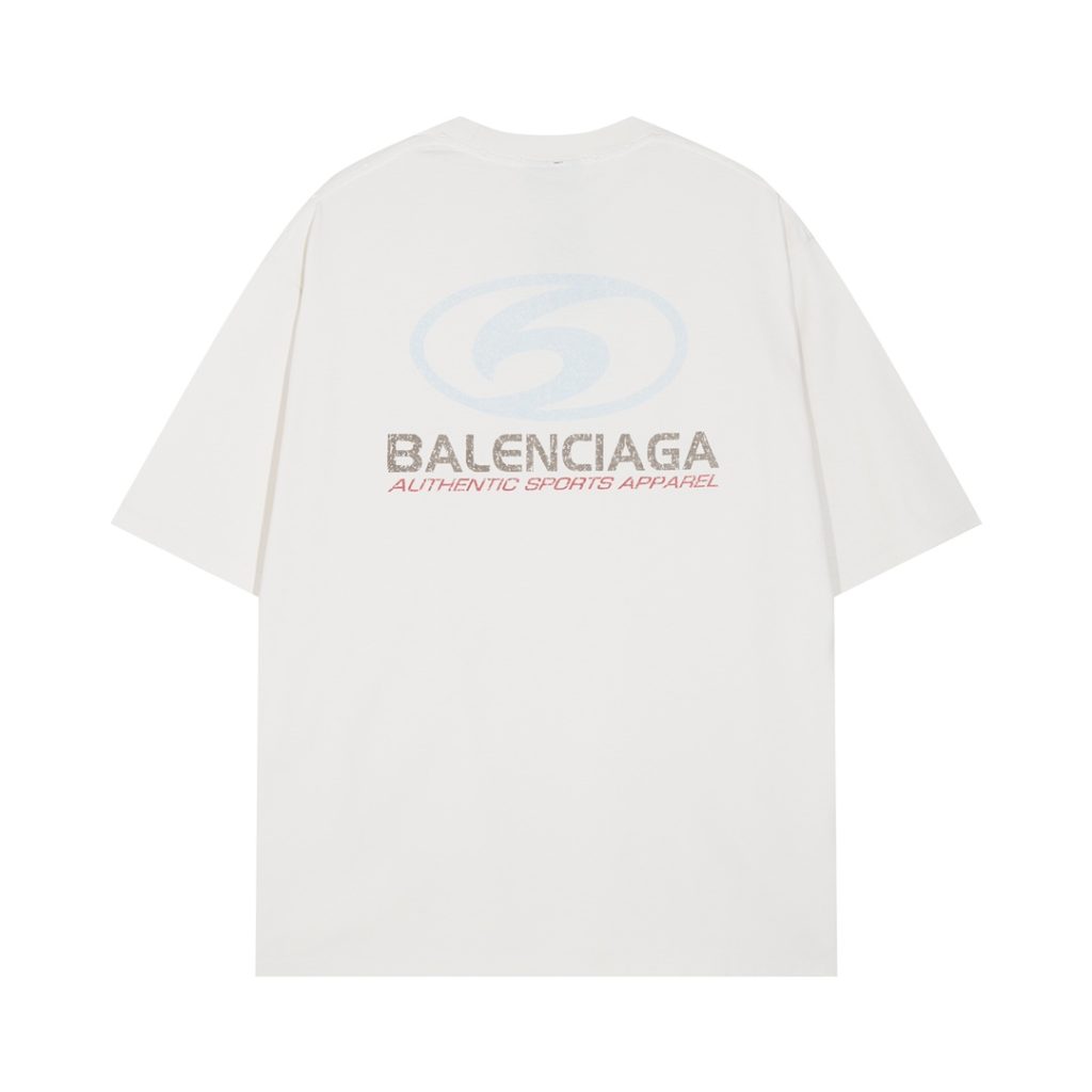 BALENCIAGA(バレンシアガ) 偽物 最新作サーフィンロゴぼかしプリントカジュアル半袖  激安通販