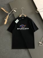 BALENCIAGA(バレンシアガ) 2024最新作 偽物 ロゴラウンドネックカジュアル半袖シャツ