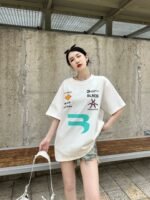 BALENCIAGA(バレンシアガ) スーパーコピー ロゴ融合プリントアルファベットTシャツ半袖