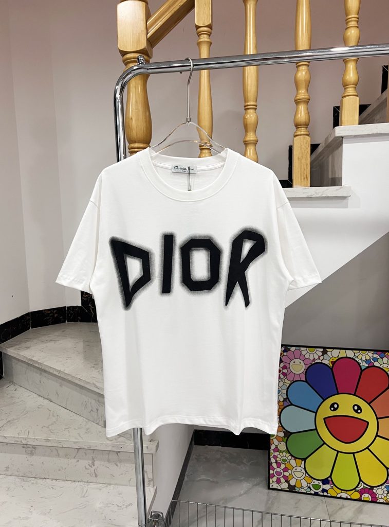 DIOR（ディオール） 偽物 アルファベットロゴプリントおしゃれカジュアルTシャツ