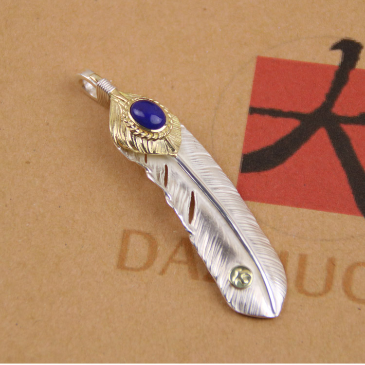 Goro’s(ゴローズ) 高橋吾郎 n級品 925純銀ラピスラズリ象嵌フェザーペンダント