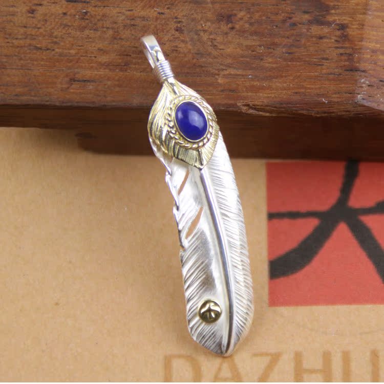 Goro’s(ゴローズ) 高橋吾郎 n級品 925純銀ラピスラズリ象嵌フェザーペンダント