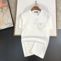 PRADA(プラダ)偽物金属は３角の皮ポケット丸襟半袖Ｔシャツを倒して激安通販