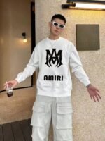 AMIRI（アミリ)2024秋冬新作限定コピータイプアルファベットプリントラウンドネックパーカー