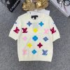 LOUIS VUITTON(ルイヴィトン)芸能人カラーロゴフラワー刺繍ウール半袖コピー