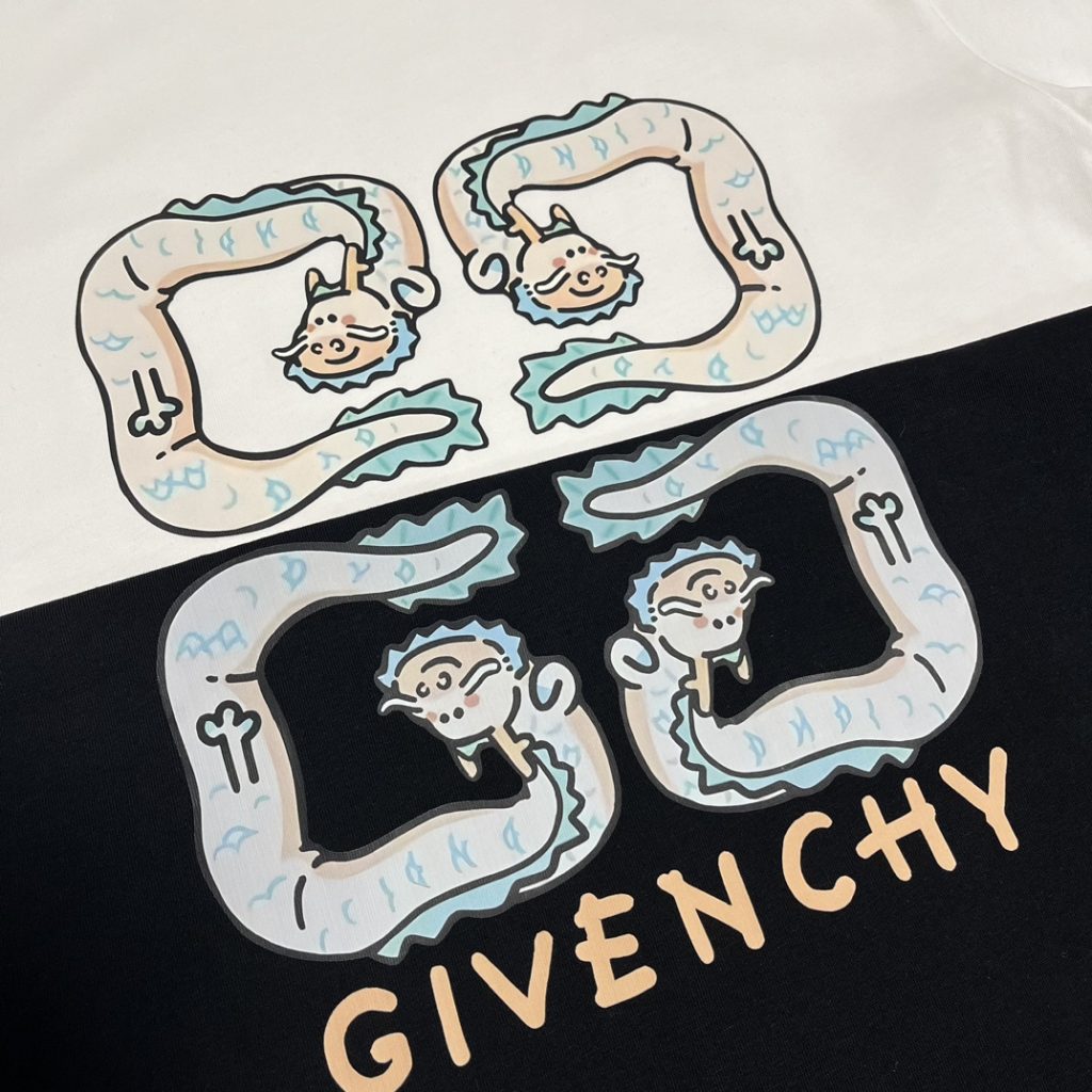 GIVENCHY(ジバンシイ)春夏2024の新作偽物のおしゃれなlogoのプリントレジャーする半袖激安通販