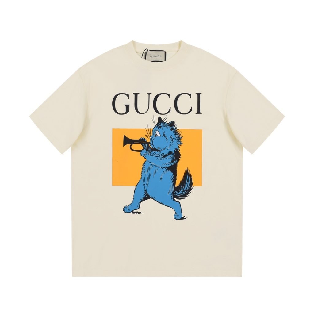 GUCCI (グッチ) n級品 新作猫柄プリント半袖 激安通販