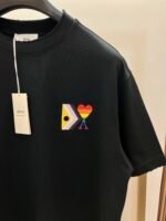 入手困難 アミパリス スーパーコピーシンプルスタイルハートプリントカジュアル半袖Tシャツ男女同タイプ