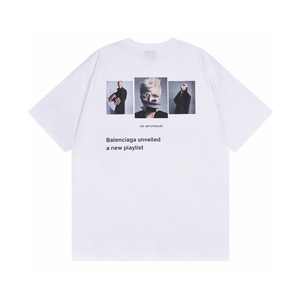 BALENCIAGA(バレンシアガ) 業界最高い品質 芸能人 コピー 音符プリントカジュアル半袖Tシャツ