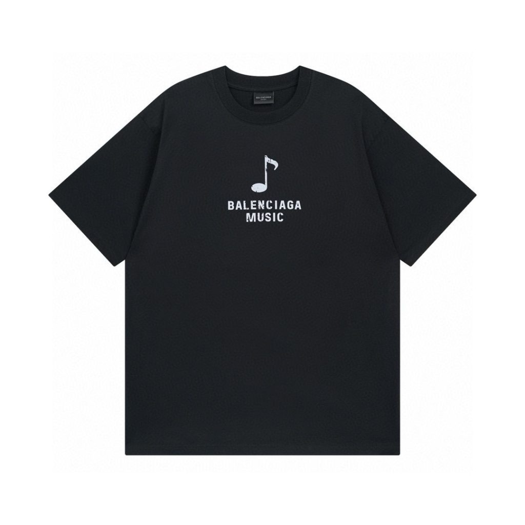 BALENCIAGA(バレンシアガ) 業界最高い品質 芸能人 コピー 音符プリントカジュアル半袖Tシャツ