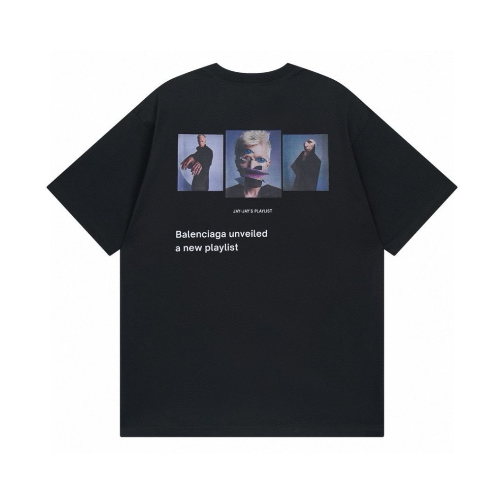 BALENCIAGA(バレンシアガ) 業界最高い品質 芸能人 コピー 音符プリントカジュアル半袖Tシャツ