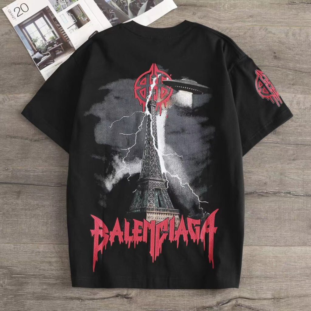 BALENCIAGA(バレンシアガ) スーパーコピー パリタワープリント半袖Tシャツ