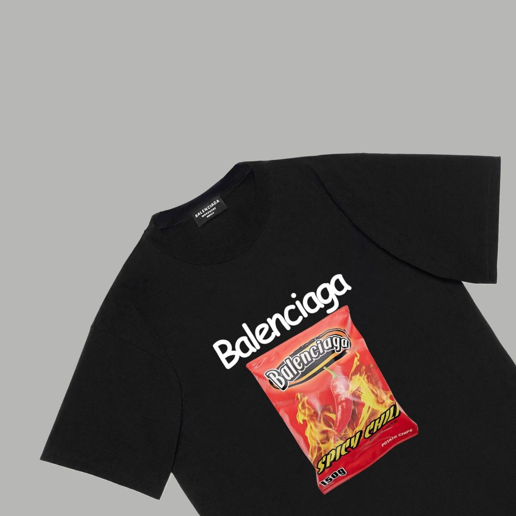 BALENCIAGA(バレンシアガ)  スーパーコピー 手困難  ポテトチップスアルファベットプリントTシャツ