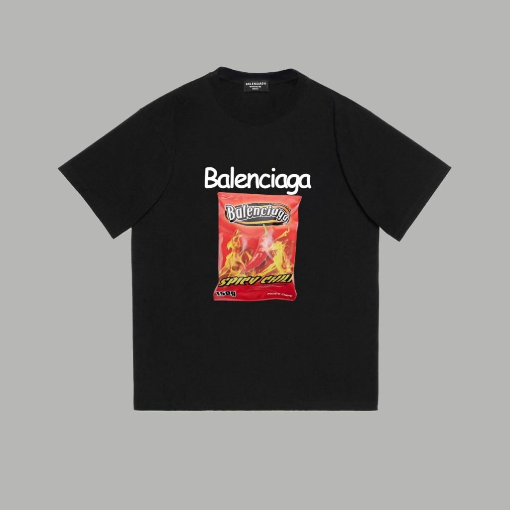 BALENCIAGA(バレンシアガ) スーパーコピー 手困難 ポテトチップスアルファベットプリントTシャツ