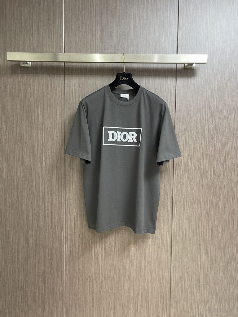 DIOR (ディオール) コピー 新作アルファベット刺繍カジュアル半袖Tシャツ