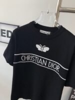 ディオール コピー ジャカード折り襟ニット半袖Tシャツ男女同タイプ