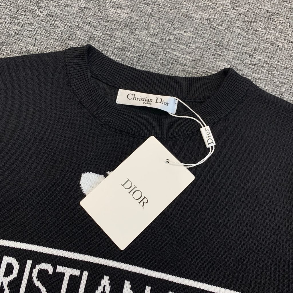 ディオール コピー ジャカード折り襟ニット半袖Tシャツ男女同タイプ