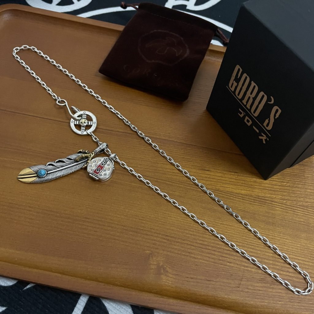 Goro’s(ゴローズ)高橋吾郎トレンドシルバーアクセサリー925純銀フェザーペンダントネックレス