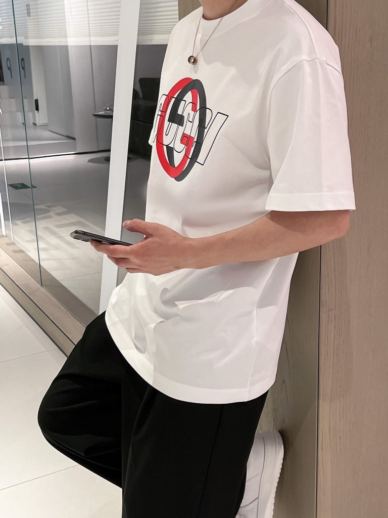 GUCCI (グッチ)  スーパーコピー 春夏新作コットン丸首半袖Tシャツ