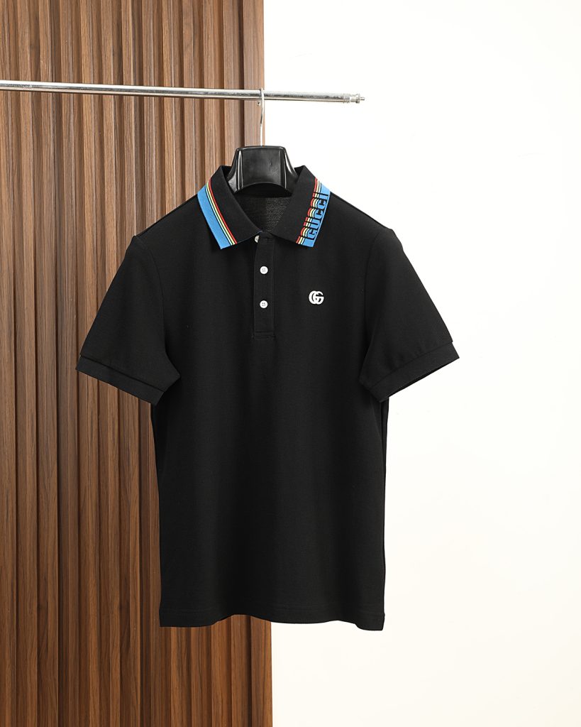 GUCCI (グッチ) 芸能人 スーパーコピー ビジネスカジュアルコントラストカラー半袖ポロシャツ