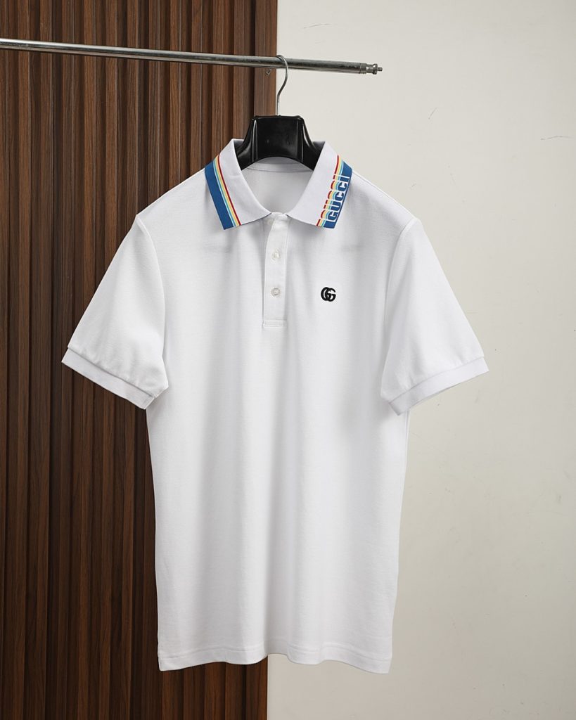 GUCCI (グッチ) 芸能人 スーパーコピー ビジネスカジュアルコントラストカラー半袖ポロシャツ