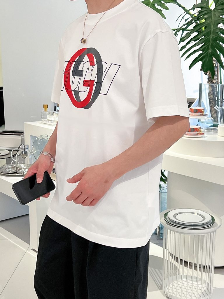 GUCCI (グッチ)  スーパーコピー 春夏新作コットン丸首半袖Tシャツ