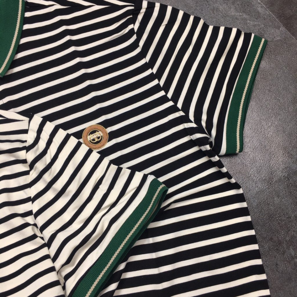 Gucci(グッチ) 偽物 夏ダブルGボーダーアルファベットプリント半袖 激安通販