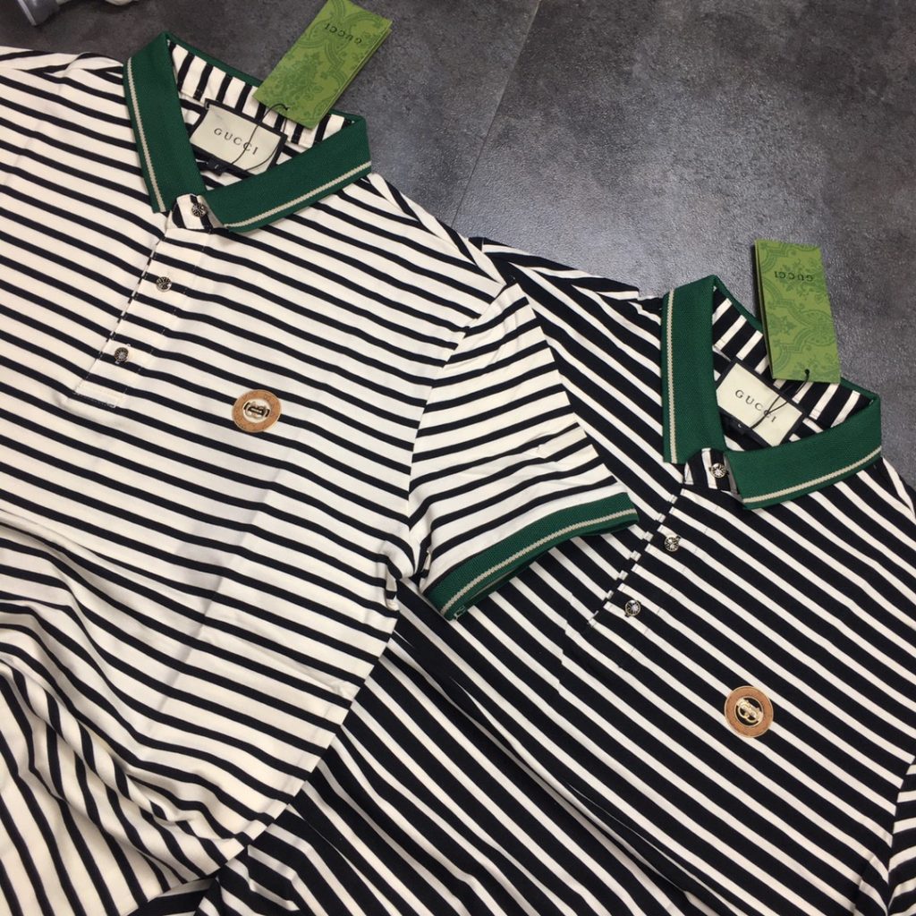 Gucci(グッチ) 偽物 夏ダブルGボーダーアルファベットプリント半袖 激安通販