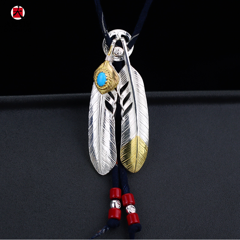 Kenzo Kikuchi(ケンキクチ) コピー 菊地健金松石羽根925純銀布縄ネックレス手作りシルバーアクセサリー 通販