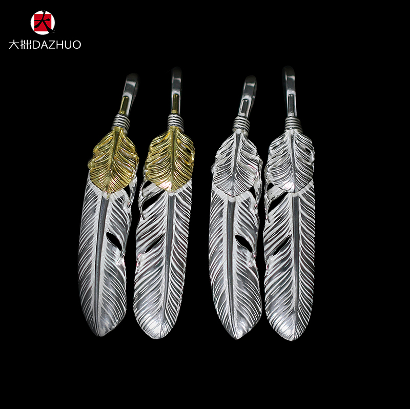 Kenzo Kikuchi(ケンキクチ) 菊地健 芸能人 偽物 小サイズ羽根ペンダント925純銀男女手作りシルバーアクセサリー