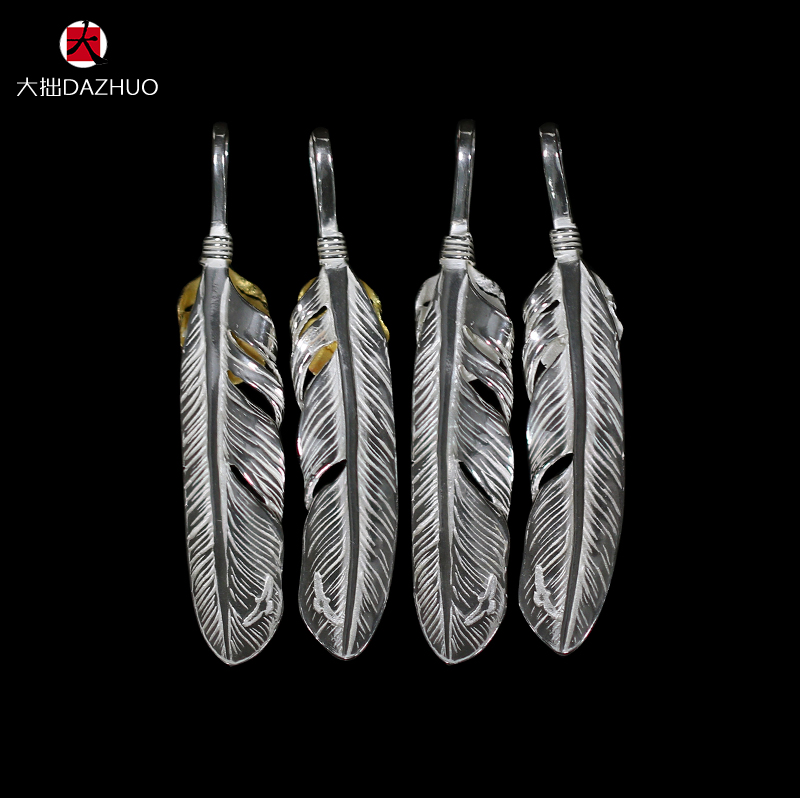 Kenzo Kikuchi(ケンキクチ) 菊地健 芸能人 偽物 小サイズ羽根ペンダント925純銀男女手作りシルバーアクセサリー