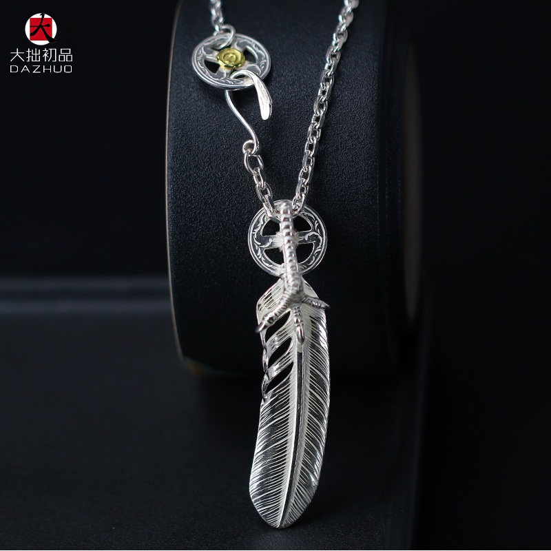 Kenzo Kikuchi(ケンキクチ) 菊地健流行 偽物 芸能人 シルバーアクセサリーフェザーネックレス925純銀手作りシルバーアクセサリー
