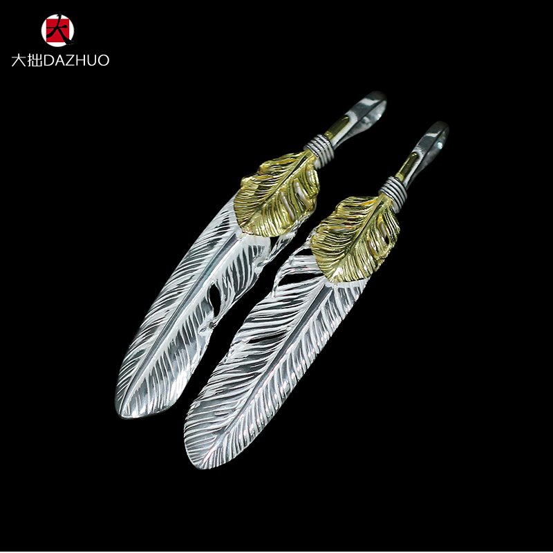 Kenzo Kikuchi(ケンキクチ) 菊地健 芸能人 偽物 小サイズ羽根ペンダント925純銀男女手作りシルバーアクセサリー