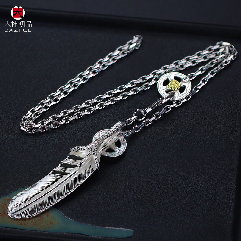 Kenzo Kikuchi(ケンキクチ) 菊地健流行 偽物 芸能人 シルバーアクセサリーフェザーネックレス925純銀手作りシルバーアクセサリー