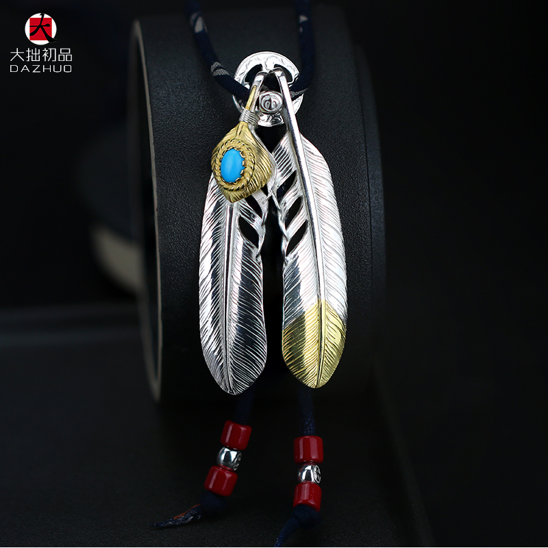 Kenzo Kikuchi(ケンキクチ) コピー 菊地健金松石羽根925純銀布縄ネックレス手作りシルバーアクセサリー 通販