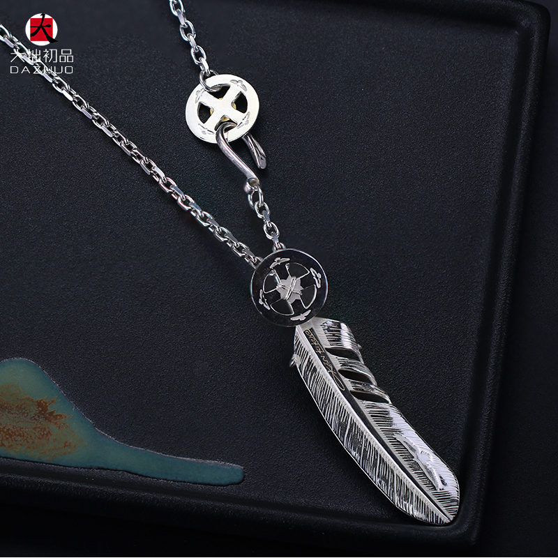 Kenzo Kikuchi(ケンキクチ) 菊地健流行 偽物 芸能人 シルバーアクセサリーフェザーネックレス925純銀手作りシルバーアクセサリー