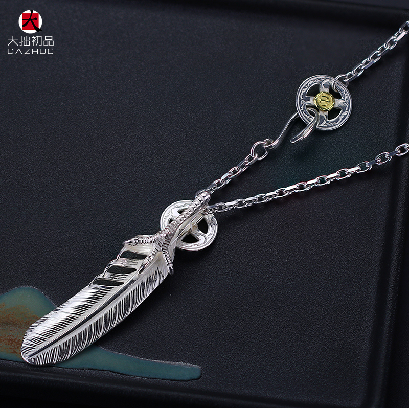 Kenzo Kikuchi(ケンキクチ) 菊地健流行 偽物 芸能人 シルバーアクセサリーフェザーネックレス925純銀手作りシルバーアクセサリー