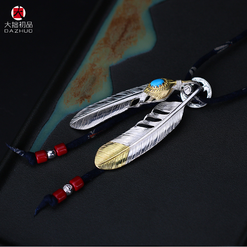 Kenzo Kikuchi(ケンキクチ) コピー 菊地健金松石羽根925純銀布縄ネックレス手作りシルバーアクセサリー 通販